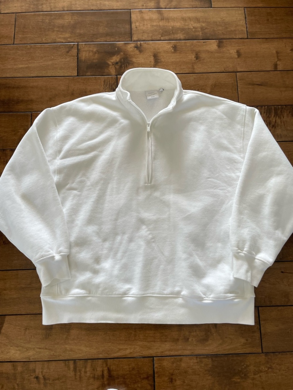 Aritzia Boyfriend White Half-Zip Sweater